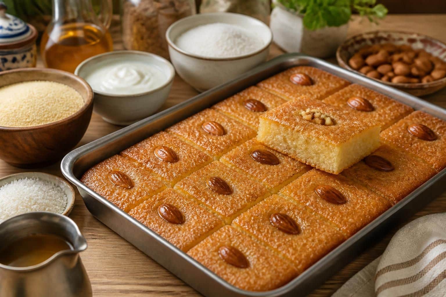 découvrez nos recettes faciles et authentiques de basboussa, le délicieux gâteau à la semoule, pour un dessert traditionnel et savoureux à partager en famille.